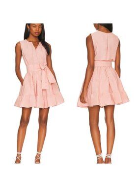 NWT Karina Grimaldi Trina Linen Sleeveless Linen Mini Dress Pink Size: Medium